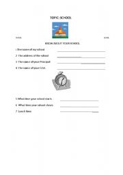 English worksheet: Work sheet about My School