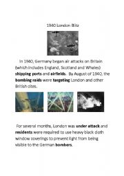 English worksheet: 1940 London Blitz part 1