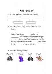 English Worksheet: word family ar