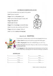 English Worksheet: shopping activity