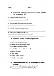 English worksheet: Exam 1 and 2 Secondary.