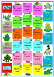 The Frog Boardgame  Adverbs of Frequency  Directions and tokens included  2 pages  fully editable