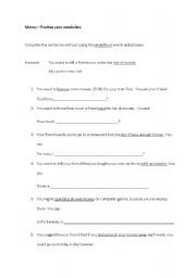 English Worksheet: Money - Vocabulary Check