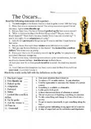 The Academy awards vocabulary worksheet