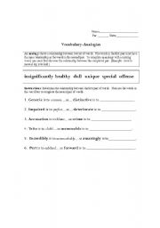 English worksheet: Vocabulary Analogies