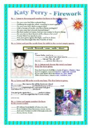 English Worksheet: Song - Katy Perry - Firework