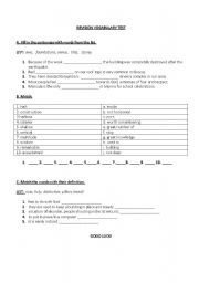 English worksheet: REVISION VOCABULARY TEST