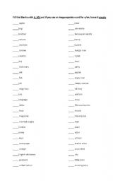 English Worksheet: 