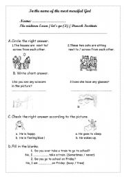 English worksheet: lets go 3 _ midterm quiz