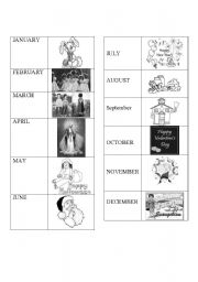 English Worksheet: months of the year and its activities