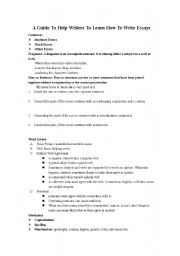 English worksheet: A Guide To Help Writers To Learn How To Write Essays