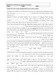 English worksheet: Worksheet Classroom phrases