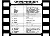 Cinema and film vocabulary - a matching activity with key, fully editable