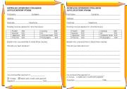 College application - filling in forms activity, personal details, giving reasons