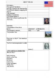 English Worksheet: ABOUT THE USA