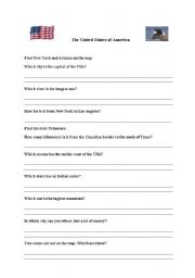 English worksheet: USA quiz