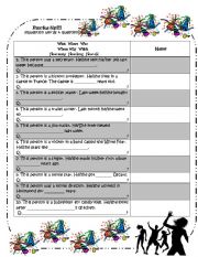 English Worksheet: Party up_Wh-question forms, question words