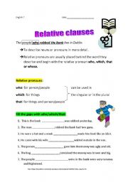 Introduction relative clauses and relative pronouns with exercise 