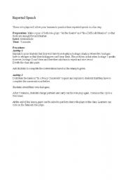 English worksheet: Reported speech role-plays