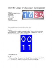 English Worksheet: scorekeeper