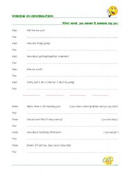 English worksheet: working on conversation 2