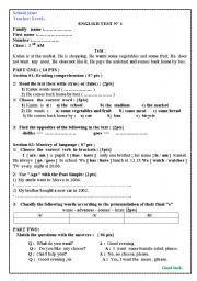 English Worksheet: English test