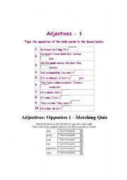 English worksheet: adjectives