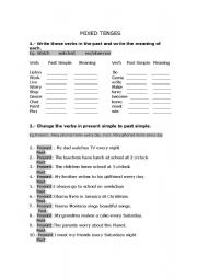 English worksheet: MIXED TENSES REVIEW