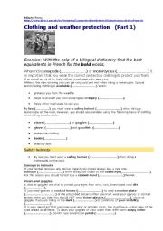 English Worksheet: Clothing and weather protection