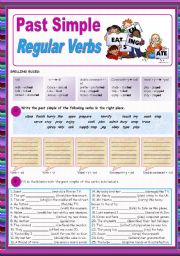 English Worksheet: Past Simple of Regular verbs (all forms)
