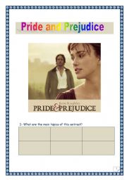 Pride and Prejudice - Film analysis- Comprehensive project - 4 tasks - 4 pages.