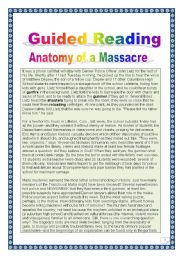 Guided reading - Anatomy of a massacre - Bowling for Columbine - COMPREHENSIVE PROJECT (15 tasks - 10 pages with key)