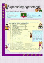 English Worksheet: Expressing agreement * key is included