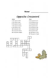 English worksheet: Simple Opposites Crossword