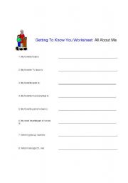 English worksheet: Getting To KNow You