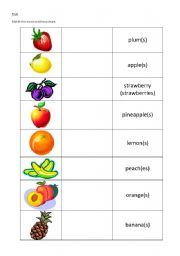 English Worksheet: Fruit Matching exercise
