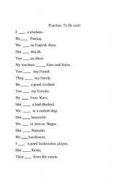 English Worksheet: VerbPracticeToBe