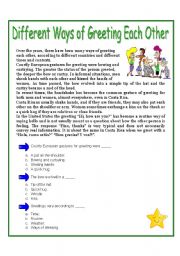 English Worksheet: Different Ways of Greeting Each Other