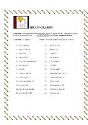 English Worksheet: BRAIN CRAMPS - HIDDEN MEANING