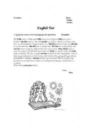 English worksheet: Test or Revision Worksheet