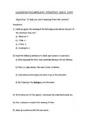 English Worksheet: Eliciting meaning from context