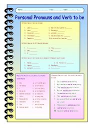 English Worksheet: Personal Pronouns and Verb to be