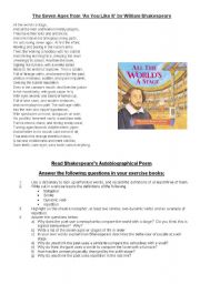 English Worksheet: The Seven Ages Poem and activities