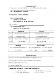 English Worksheet: Simple Future Handout