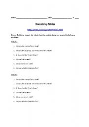 English worksheet: NASA Robots