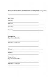 English Worksheet: essay planning sheet