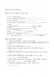 English Worksheet: complete the sentences