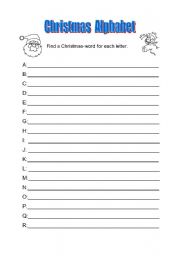 English Worksheet: Christmas Alphabet