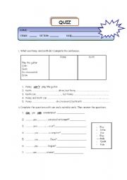English Worksheet: CAN AND CAN`T
