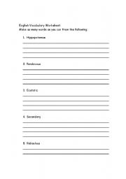 English worksheet: Vocabulary Building